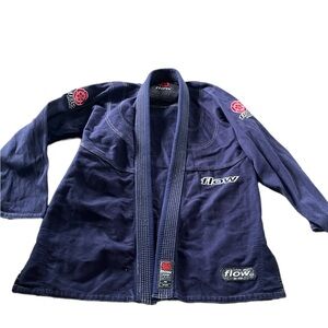 Flow Pro Mens Jui Jitsu Kimono Open Front Navy Blue Size A2L
